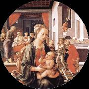Fra Filippo Lippi Madonna and Son with histories of the life of Holy Ana oil painting artist